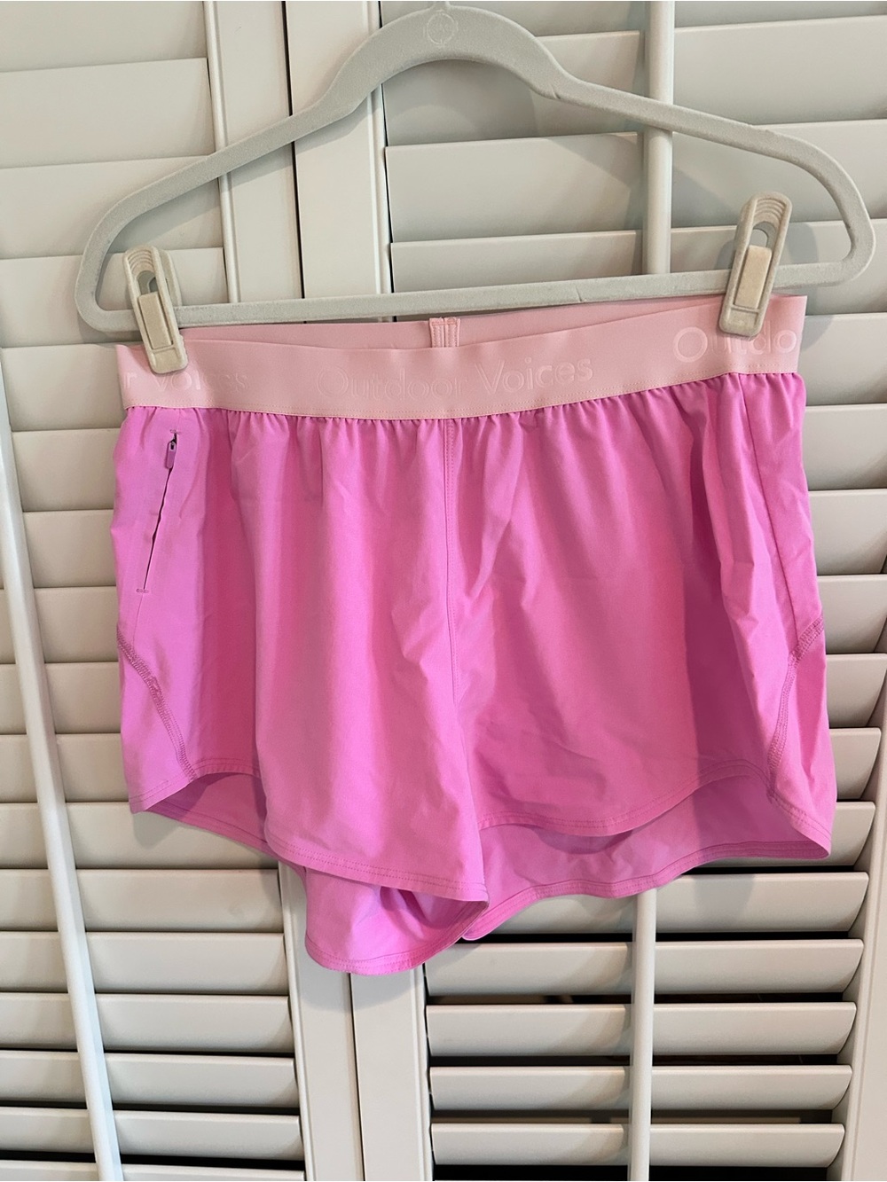Outdoor Voices Bubblegum Pink Running Shorts with Zip Pocket